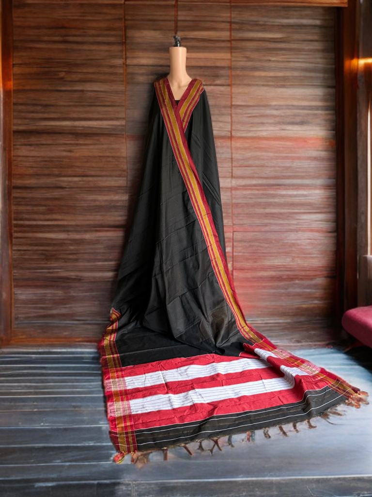 Black Saree with Maroon border