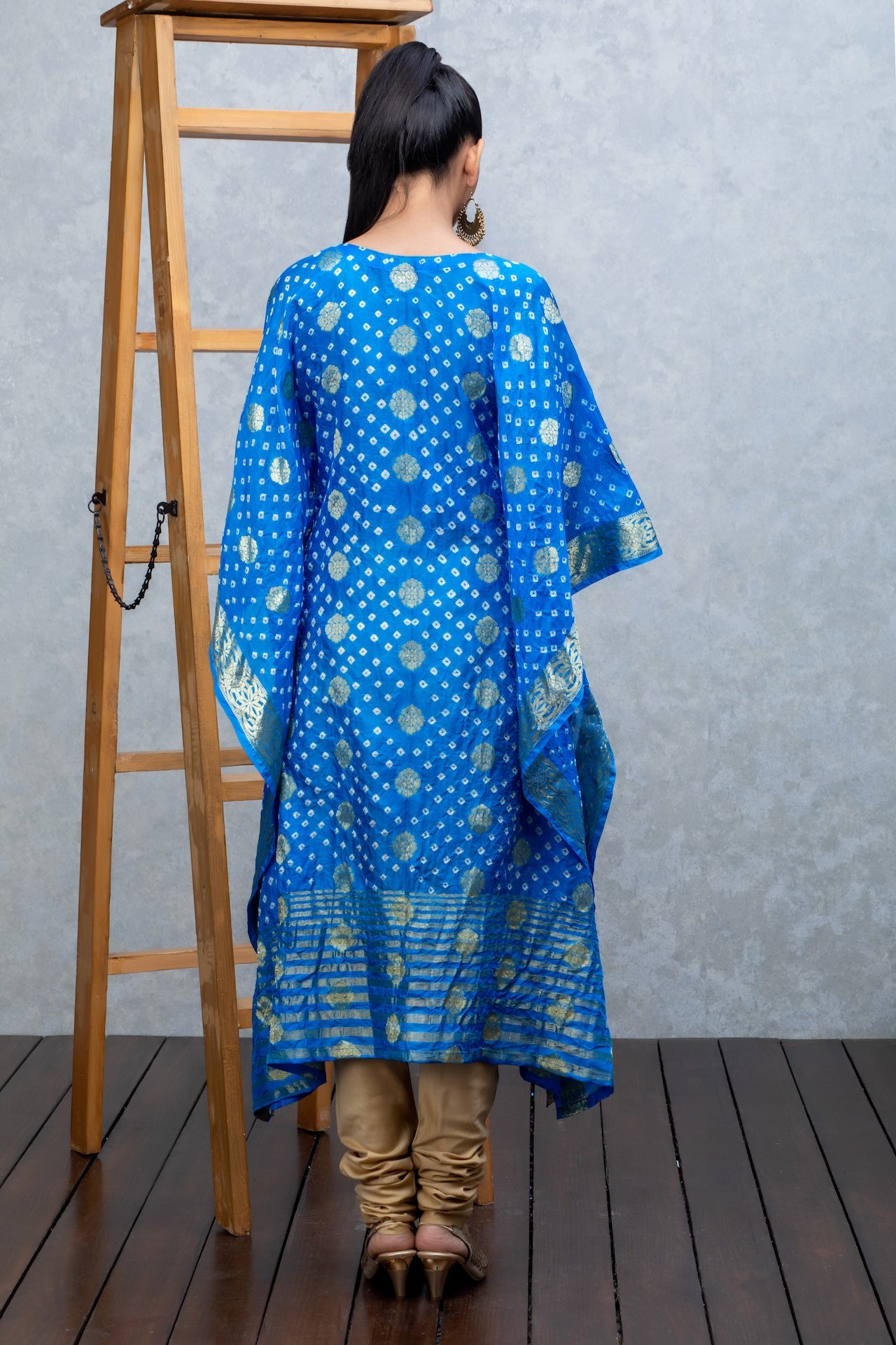 Blue Benarasi Crepe Kaftan