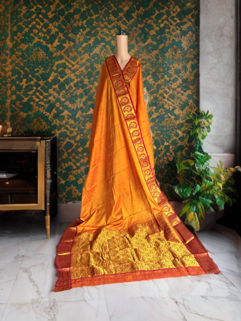 Orange Saree with Maroon border