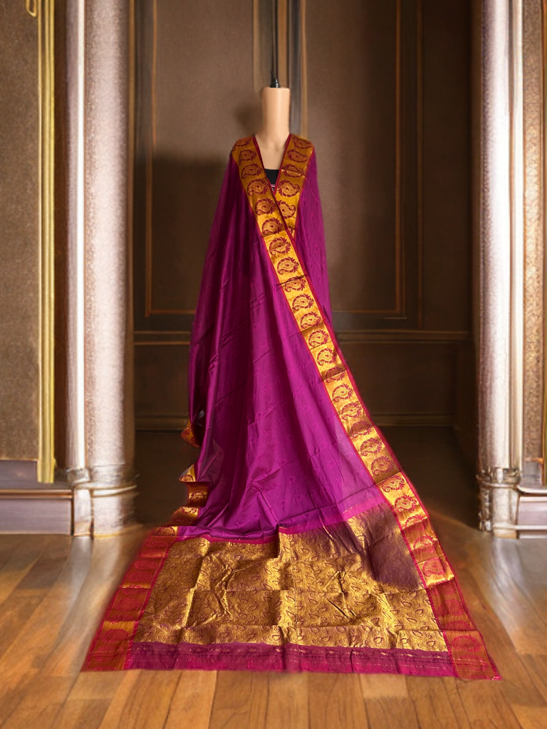Purple Saree with Maroon border