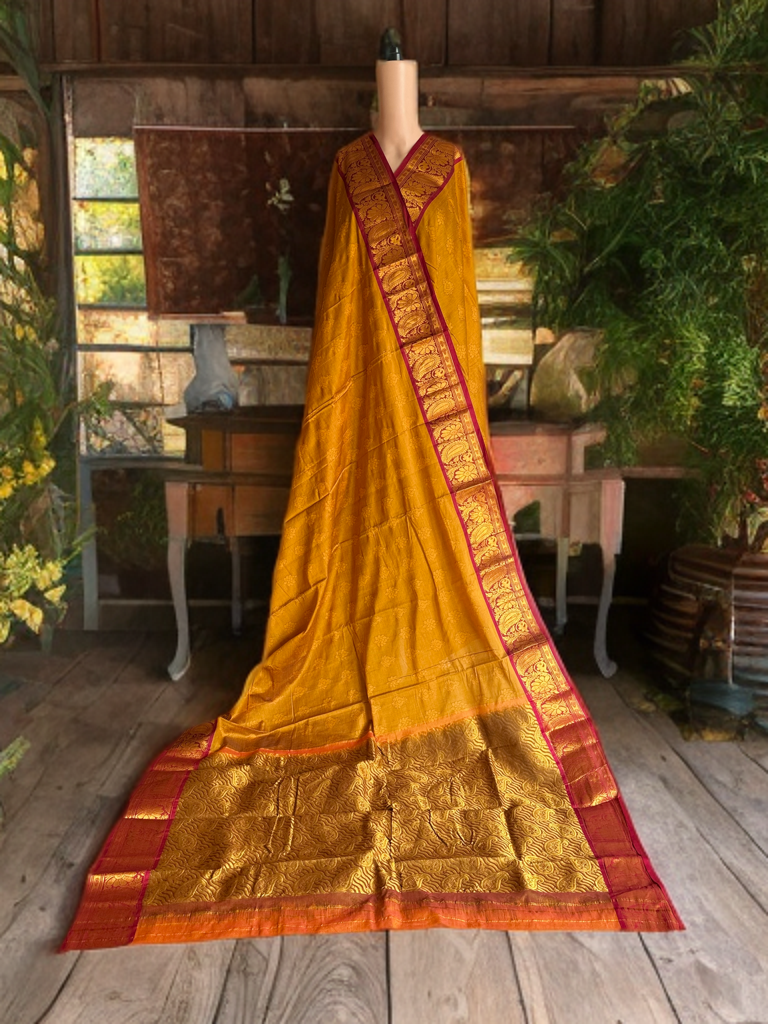 Golden Saree with Red border