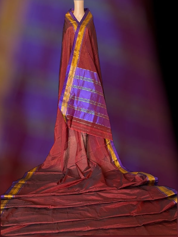 Maroon purple Ilkal Cotton Saree