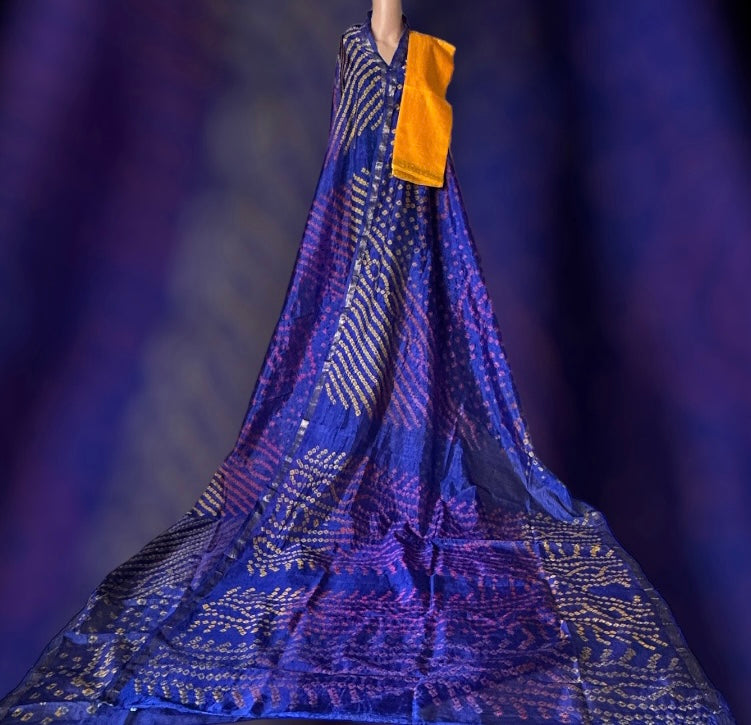 Blue multicoloured Saree