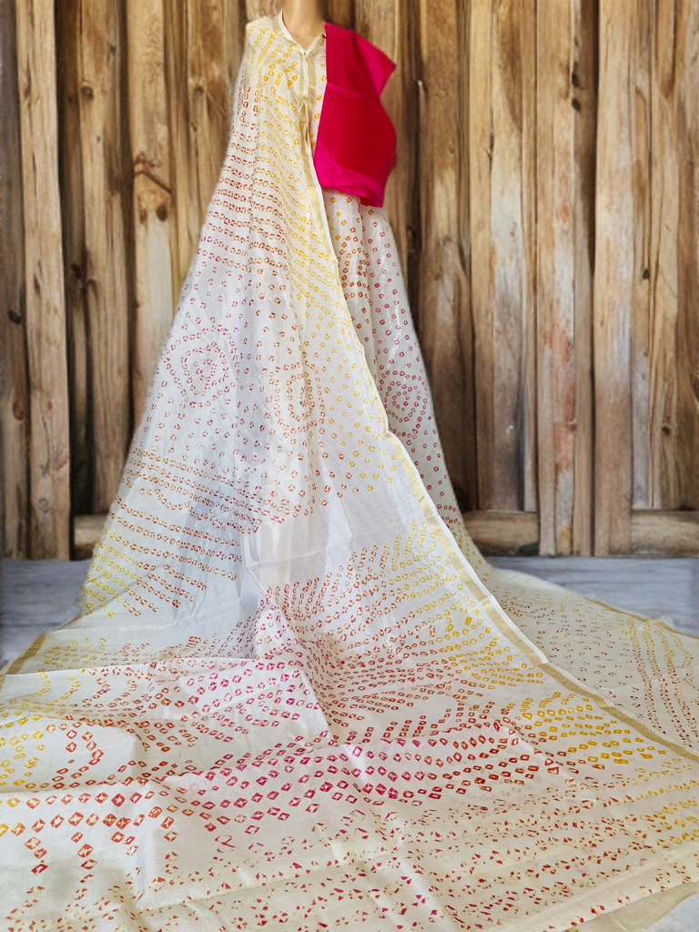 White multicoloured Saree