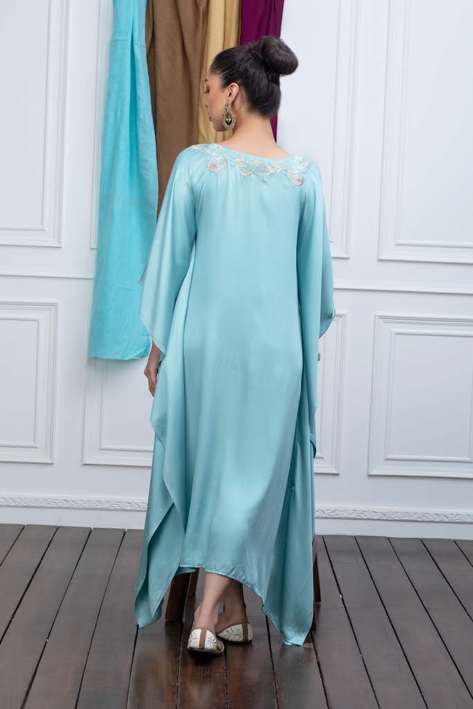 Powder Blue Kaftan with Embroidery