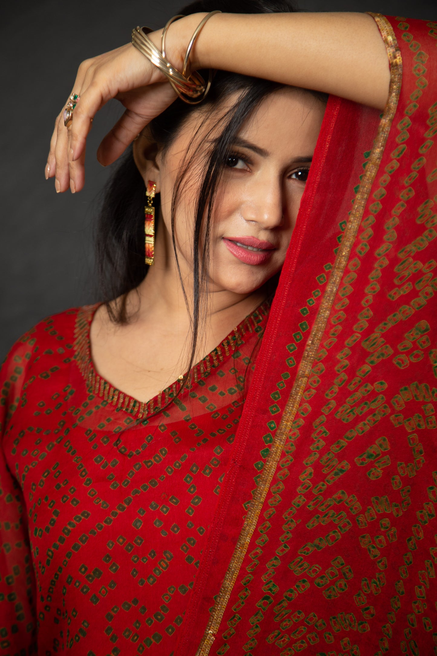 Red Kaftan with Sequins