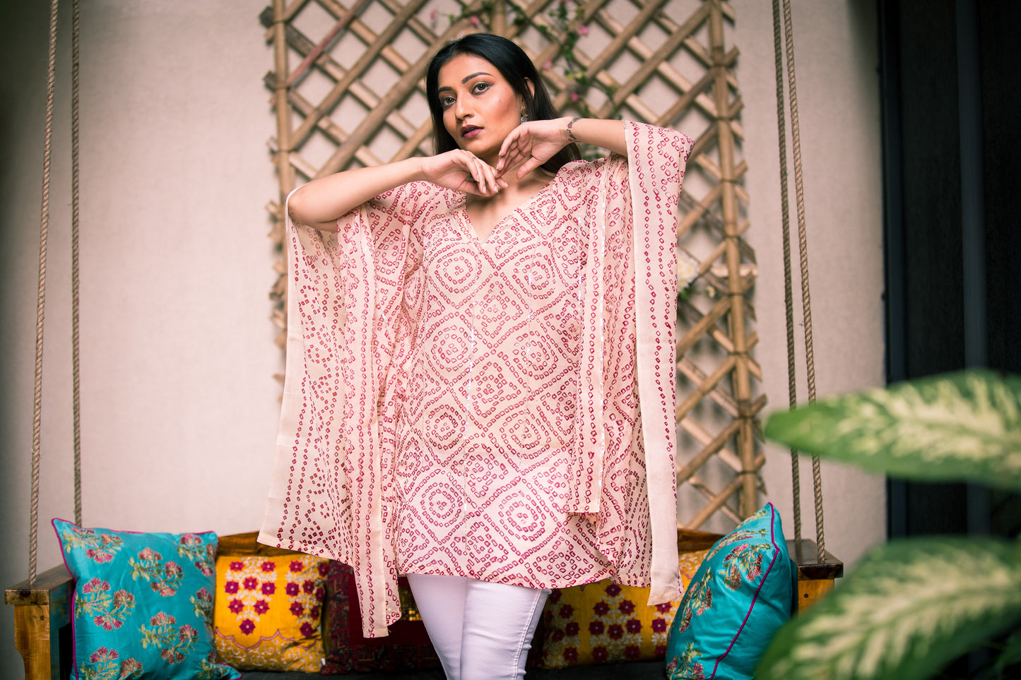 Off White Kaftan with Sequins