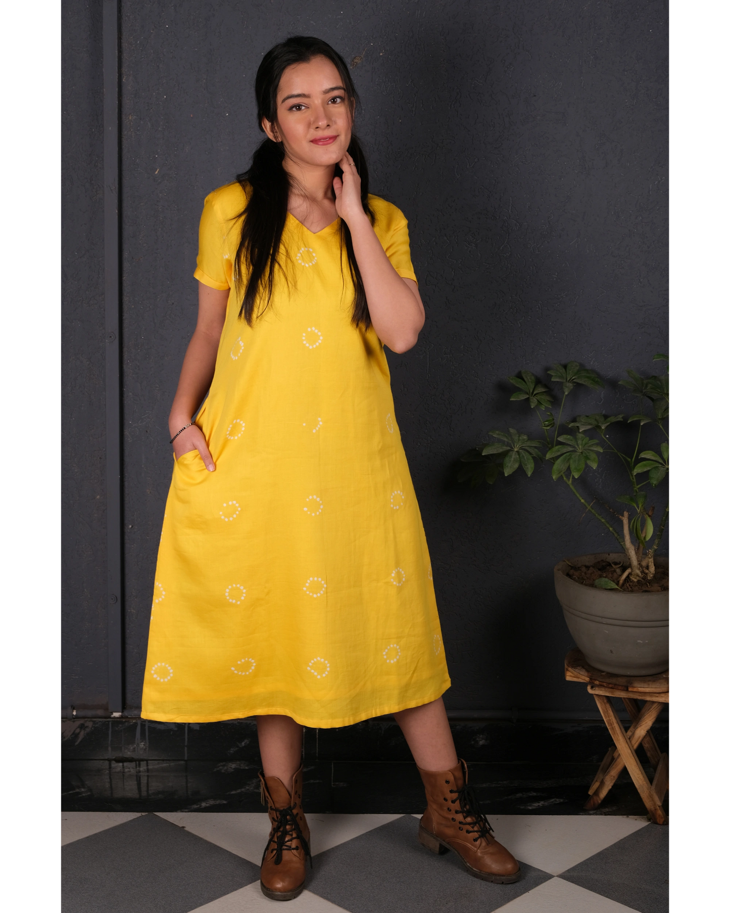 Chrome Yellow A-Line Dress