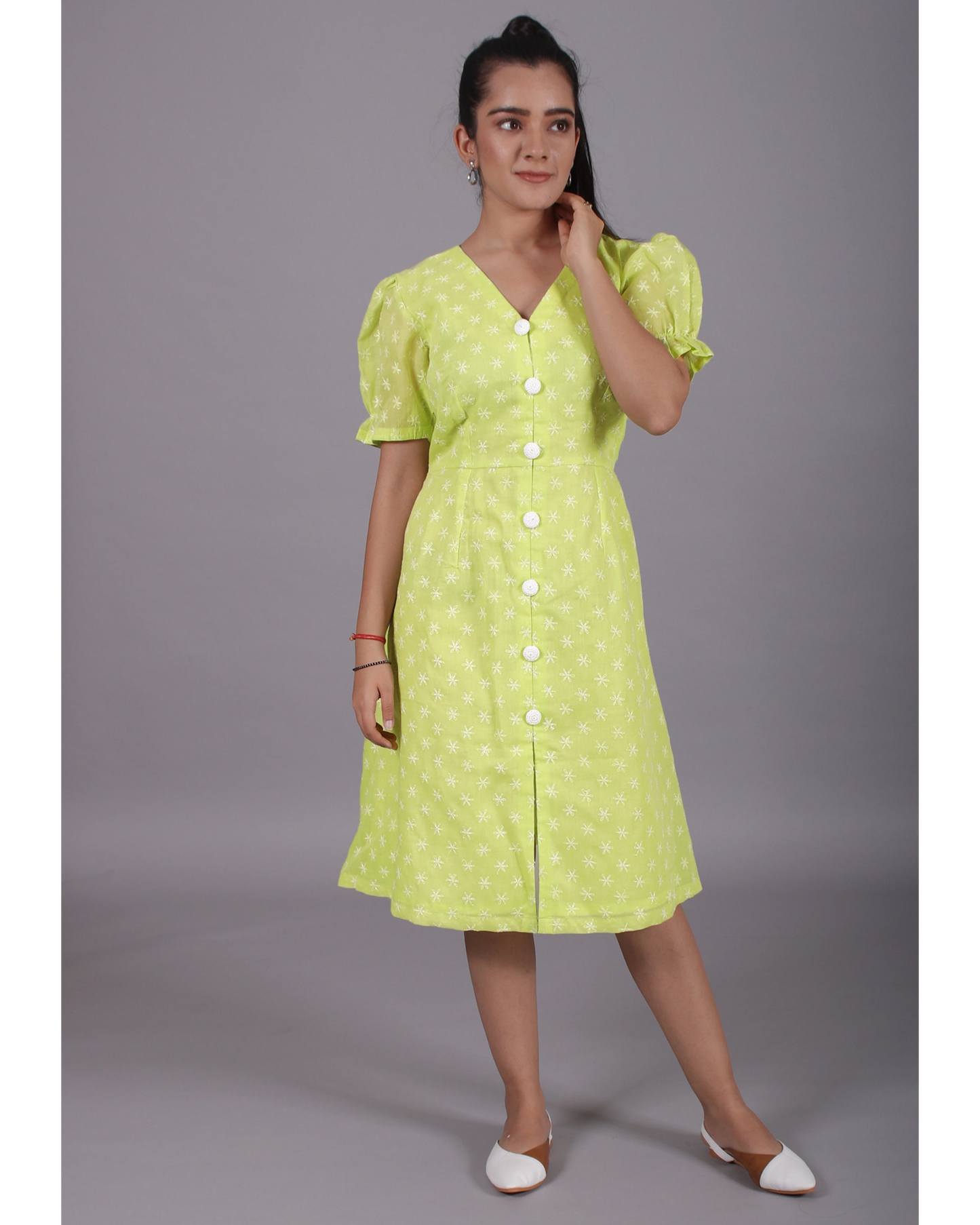 Neo Green Puff Sleeves