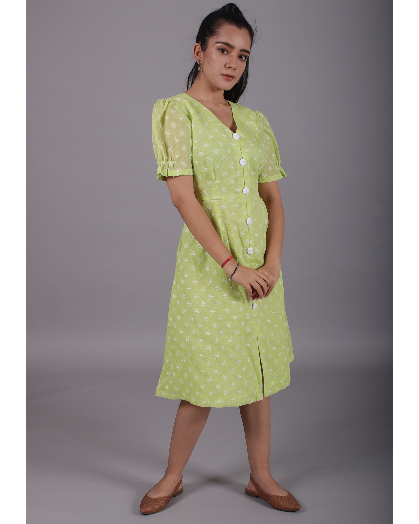 Neo Green Puff Sleeves