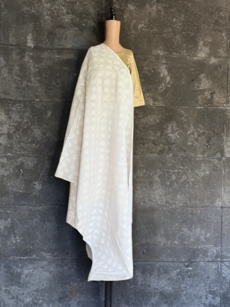 White Chikankari cotton tepchi dupatta