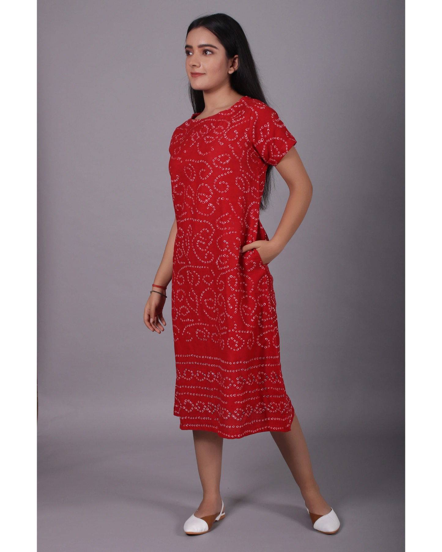 Deep Red With Boat Neck