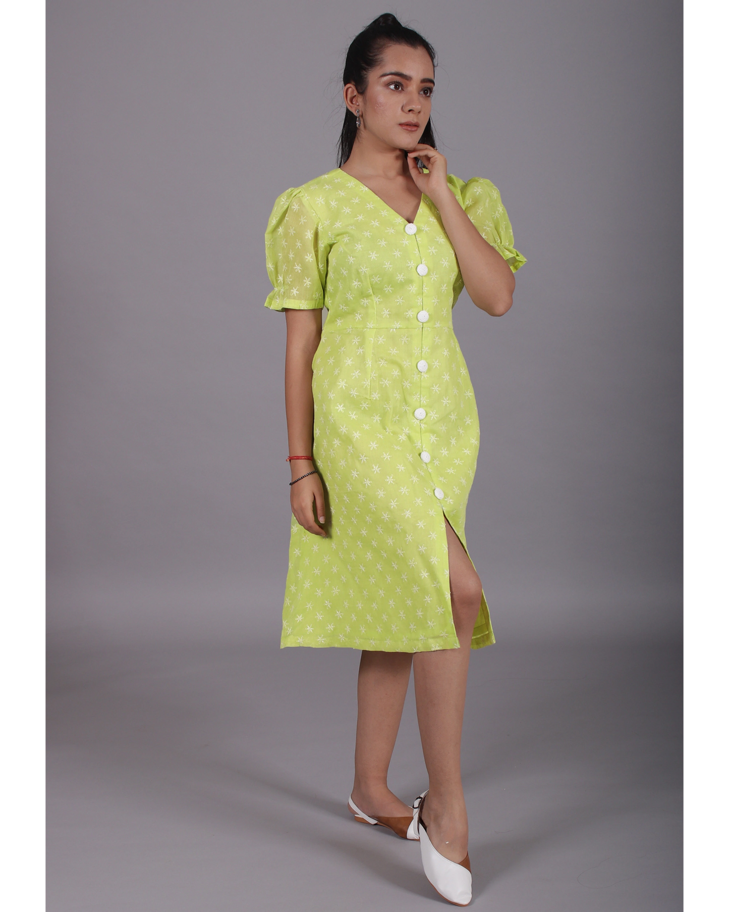 Neo Green Puff Sleeves