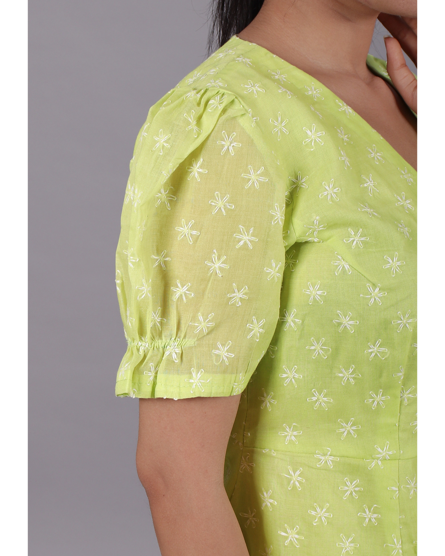 Neo Green Puff Sleeves