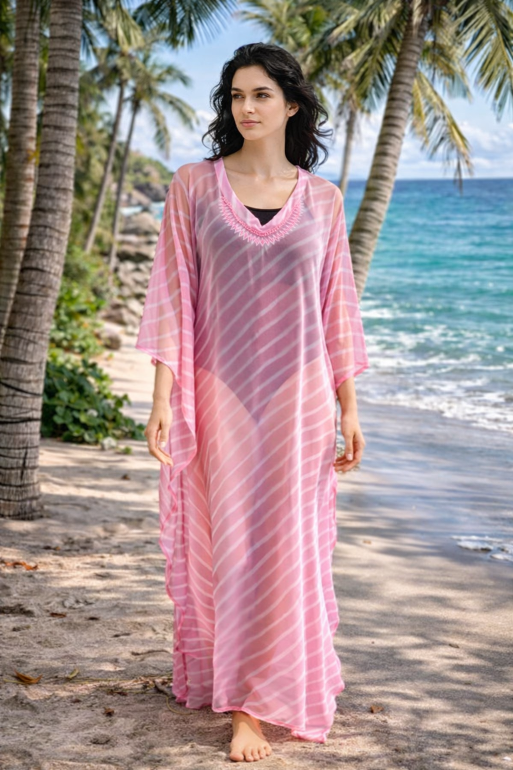 Onion Pink Leheriya long Cover Up