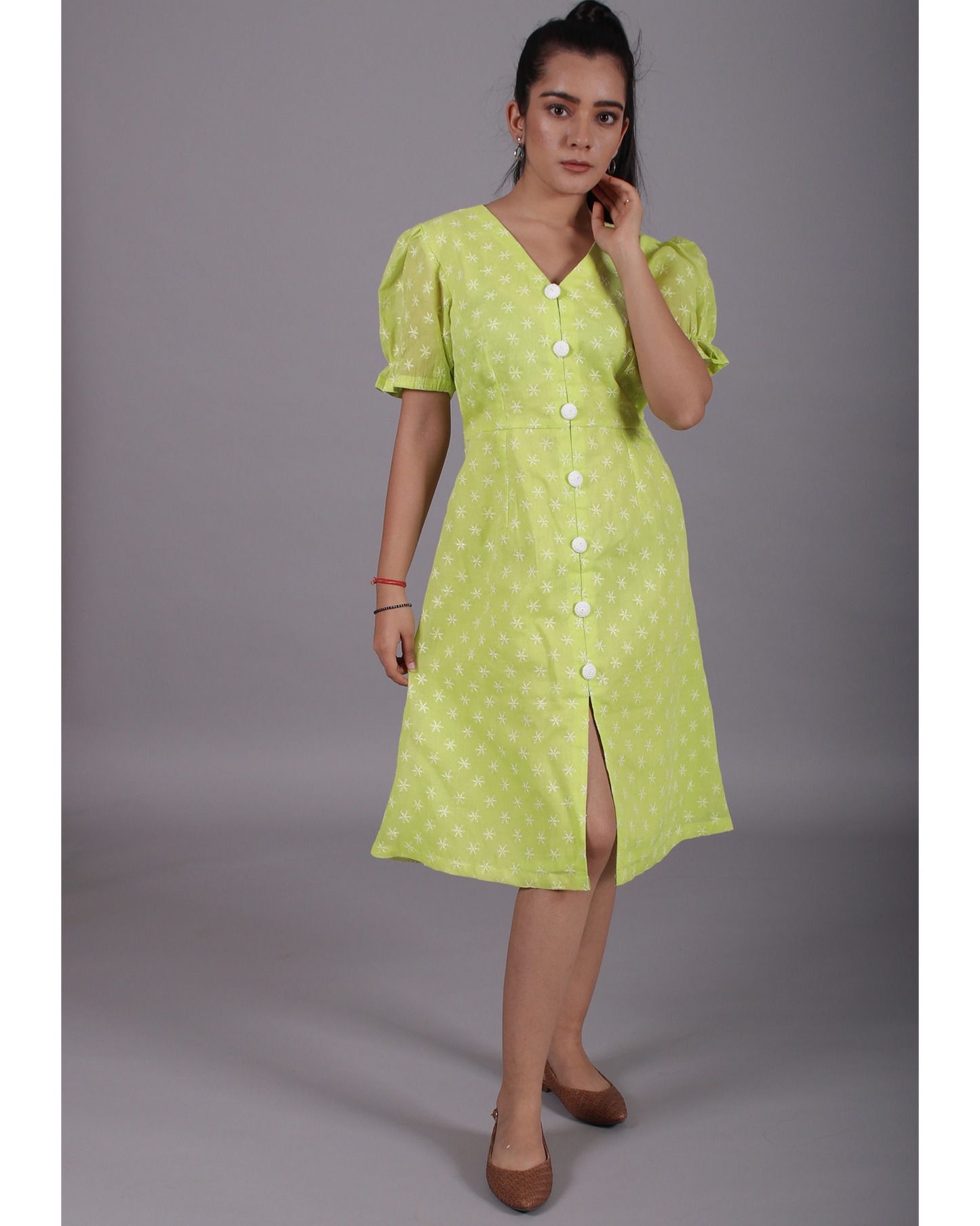 Neo Green Puff Sleeves