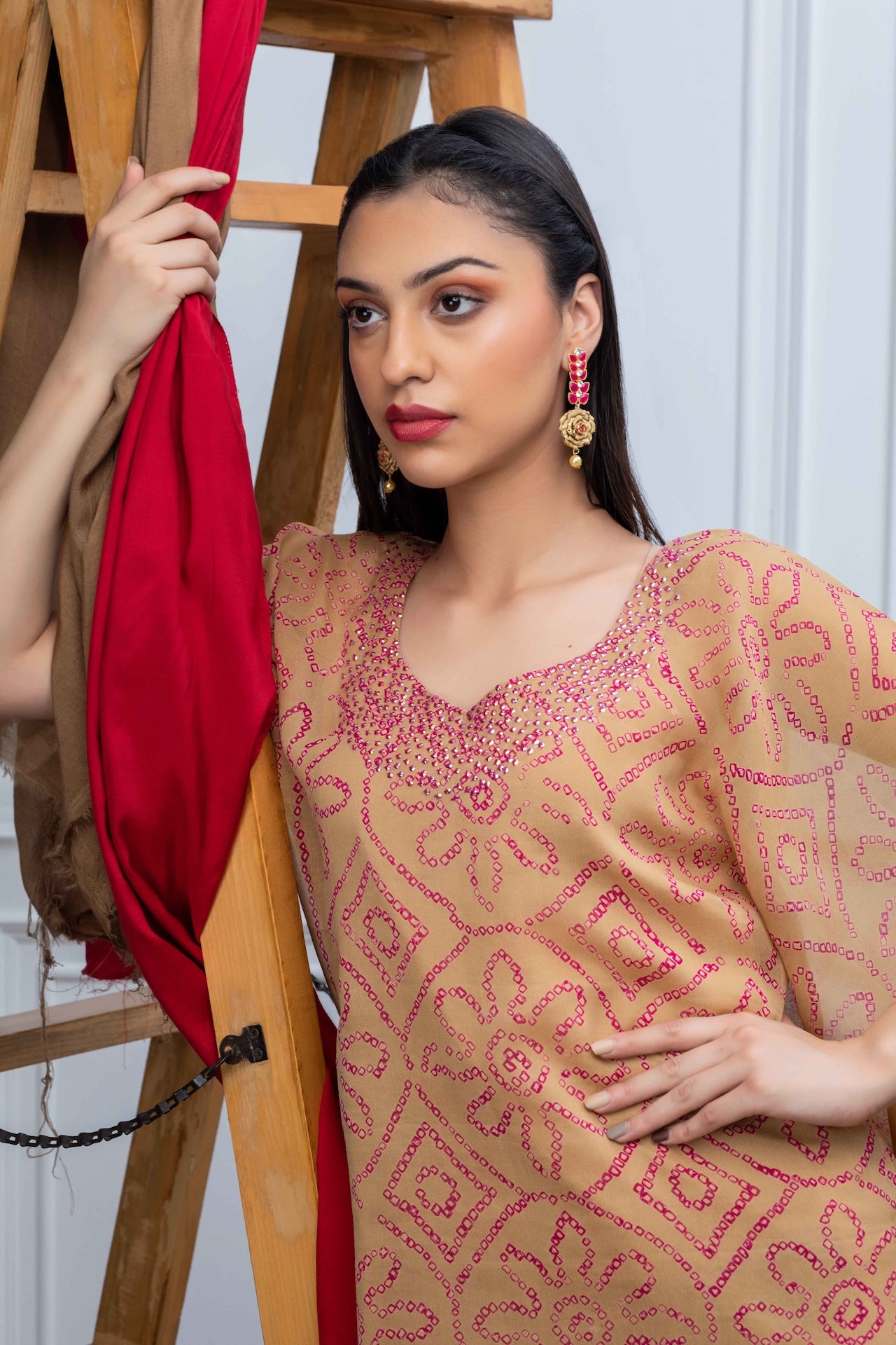 Beige Kaftan with sequins