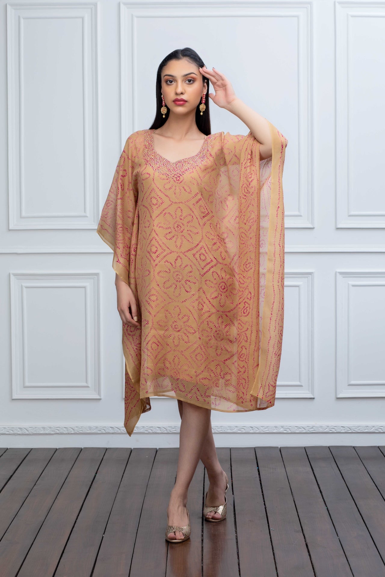Beige Kaftan with sequins