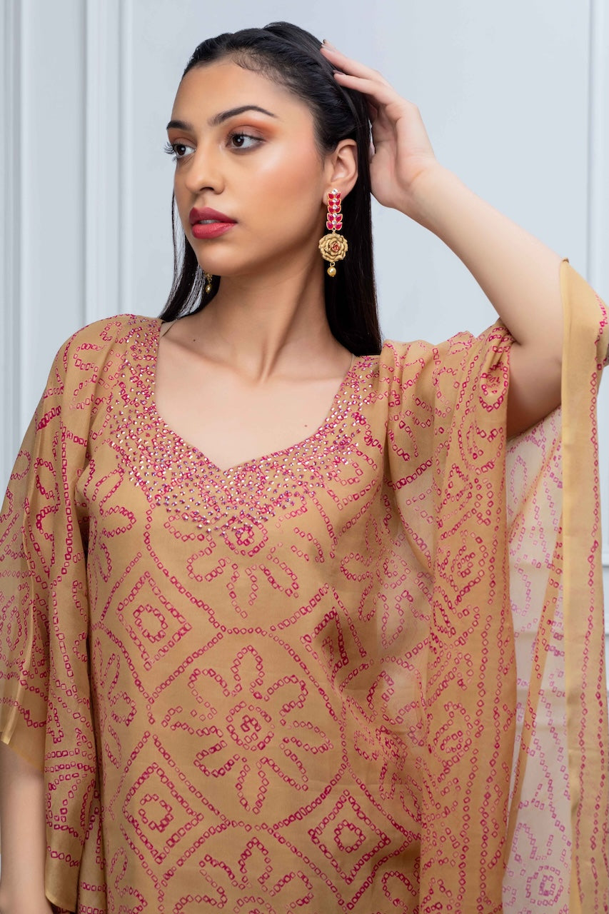 Beige Kaftan with sequins
