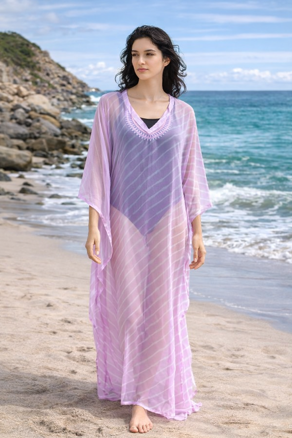 Lavender Leheriya long Cover Up