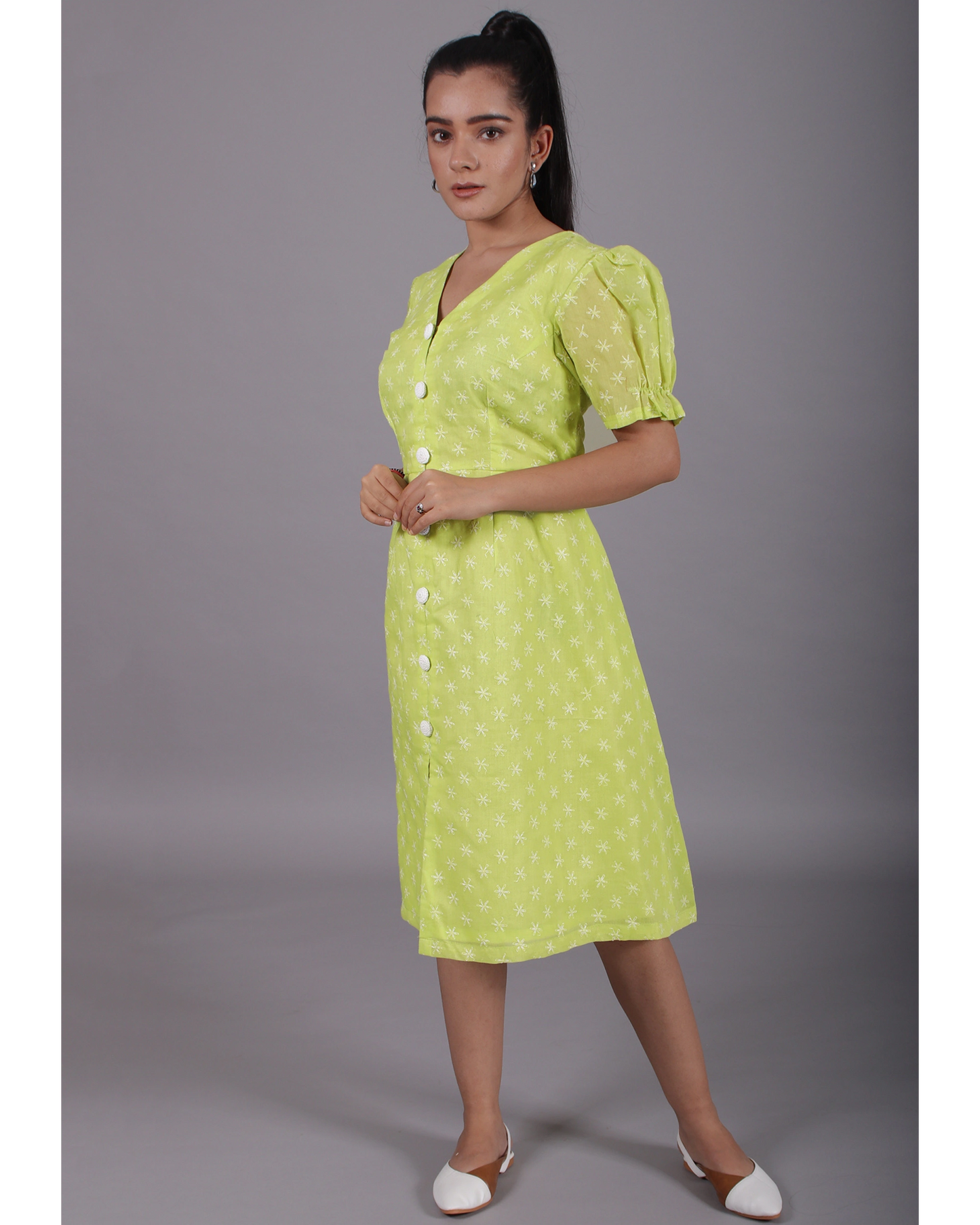 Neo Green Puff Sleeves