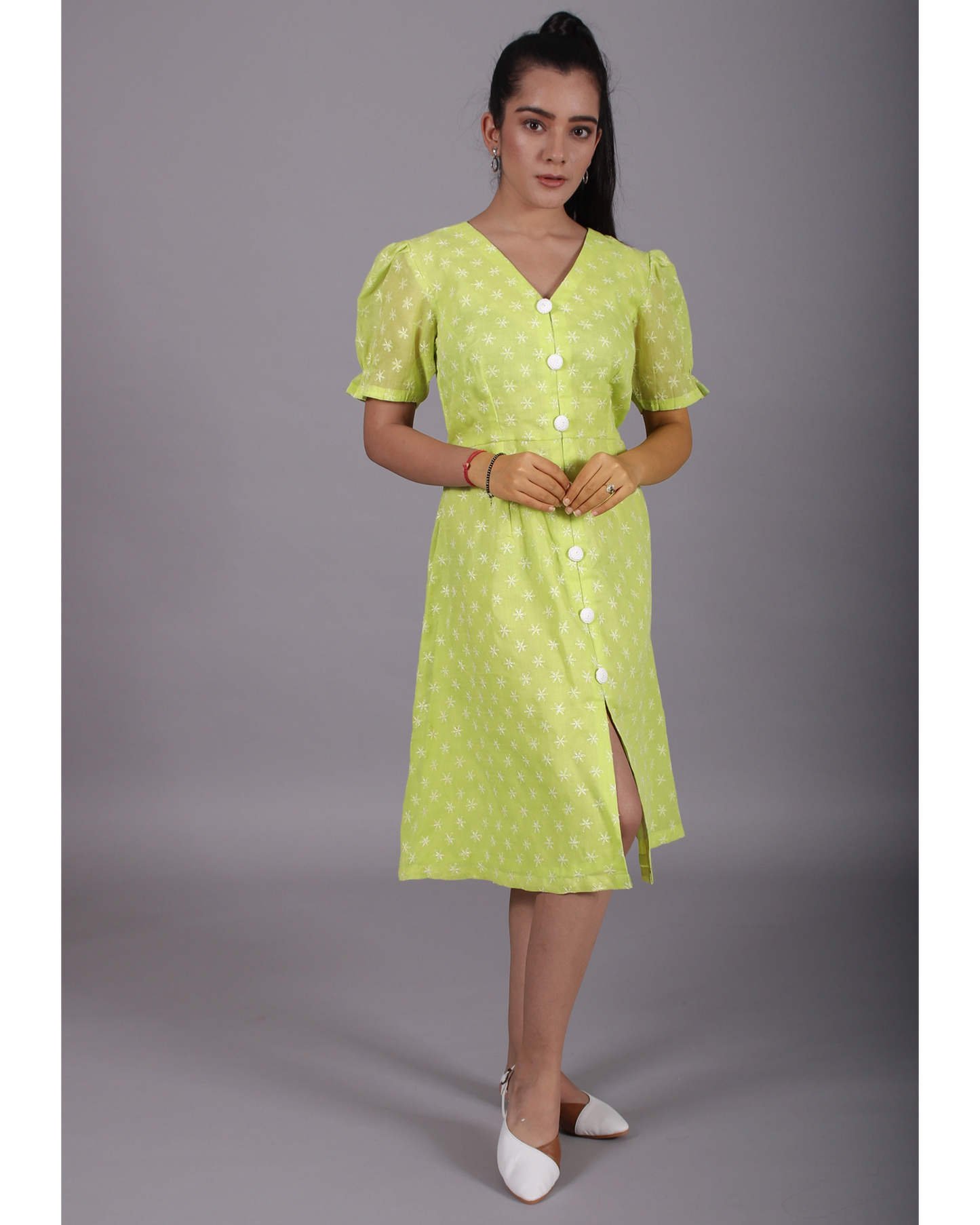Neo Green Puff Sleeves