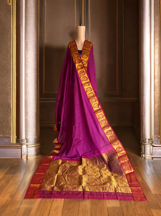 Purple Saree with Maroon border