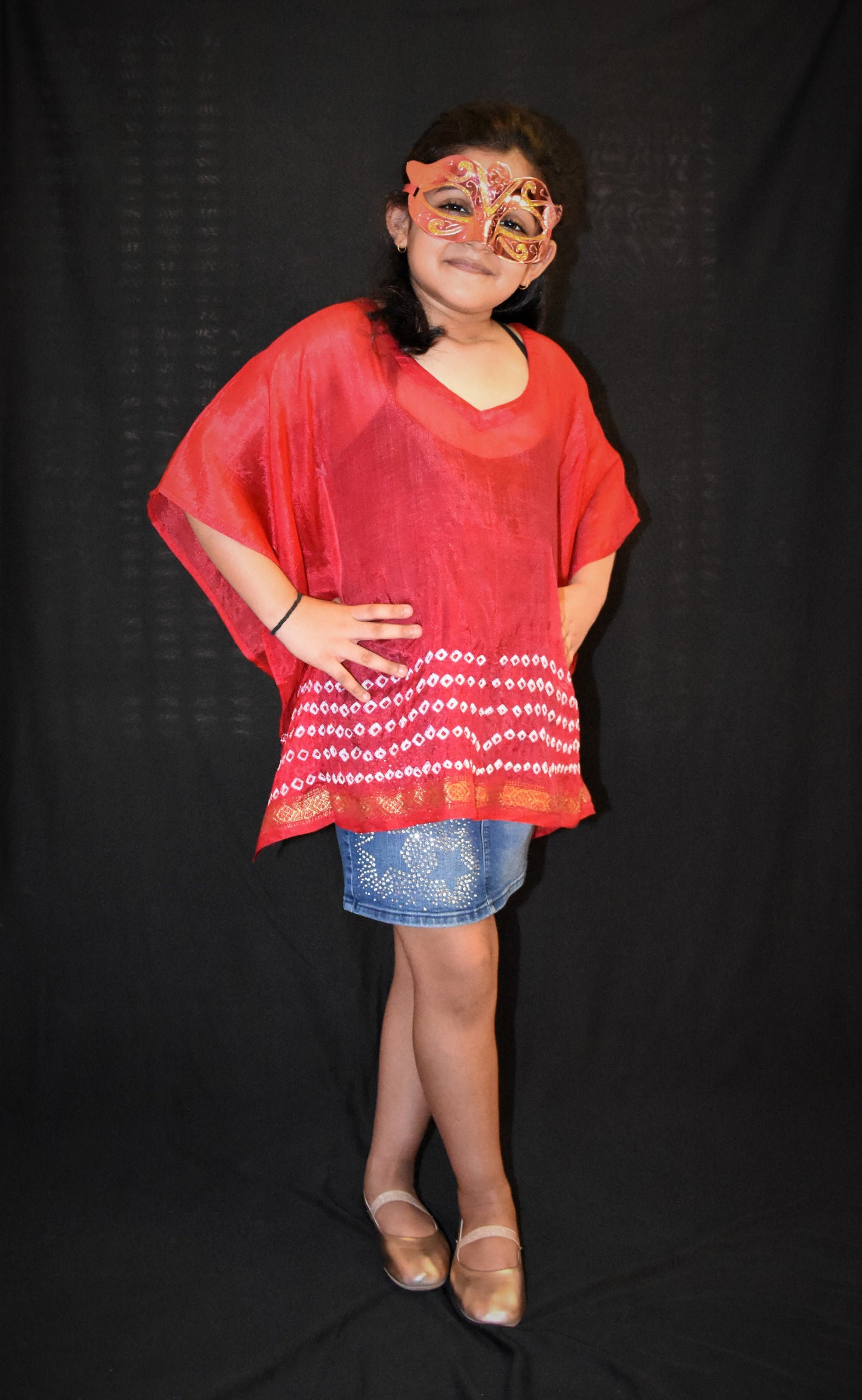 Red bandhani kaftan