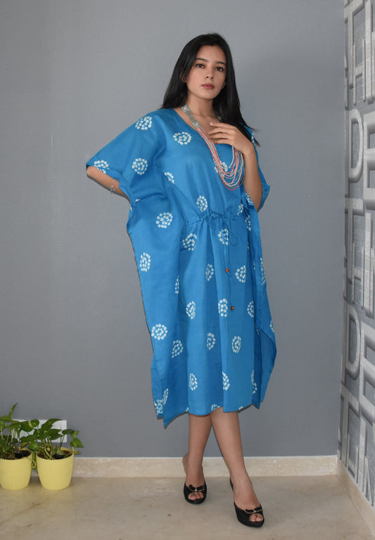 Firozi bandhani cotton kaftan