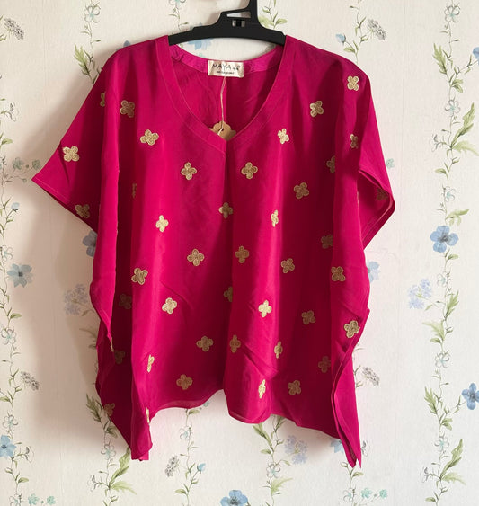 Pink with Zari flowers