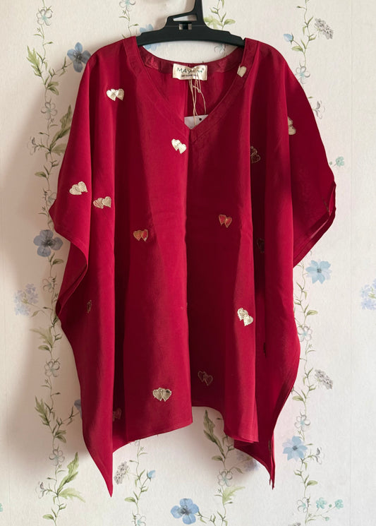 Maroon with double hearts