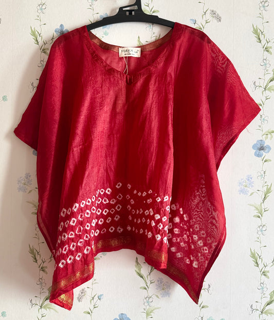 Red bandhani kaftan