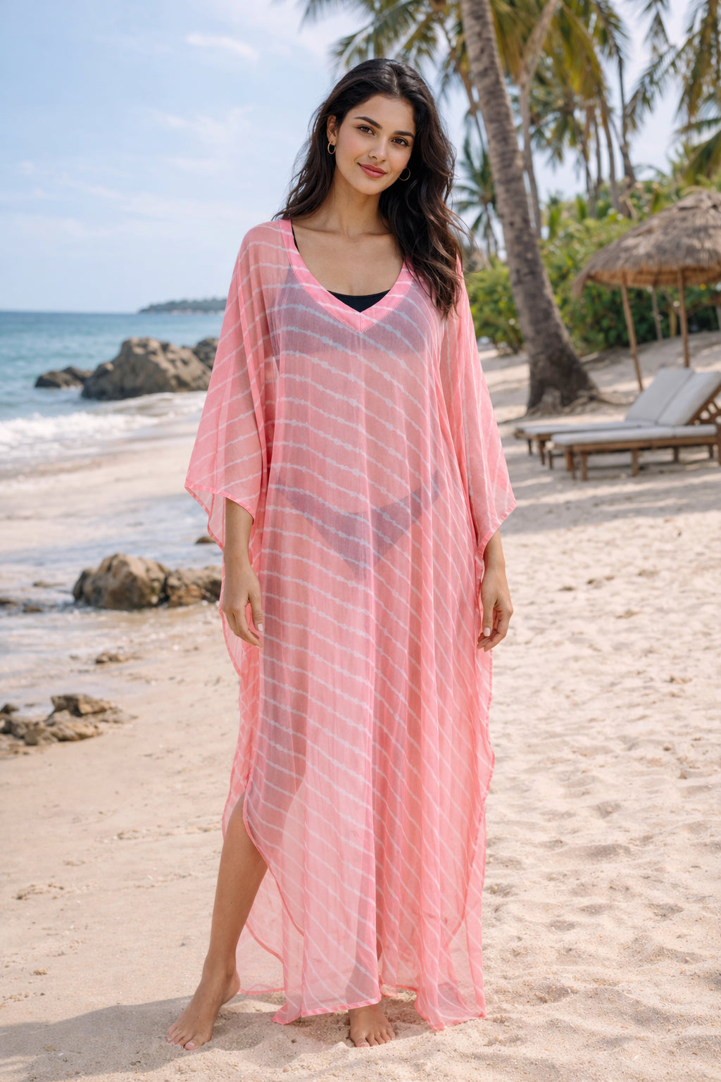 Onion Pink Leheriya long Cover Up