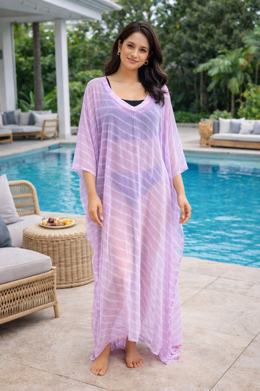 Lavender Leheriya long Cover Up