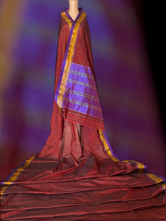 Maroon purple Ilkal Cotton Saree