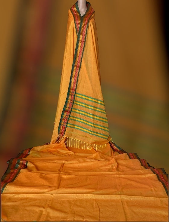 Yellow Green Ilkal Cotton Saree