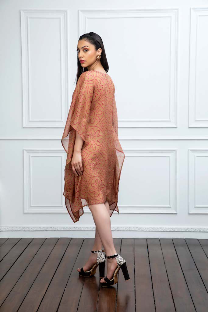 Beige Kaftan with Gota Work