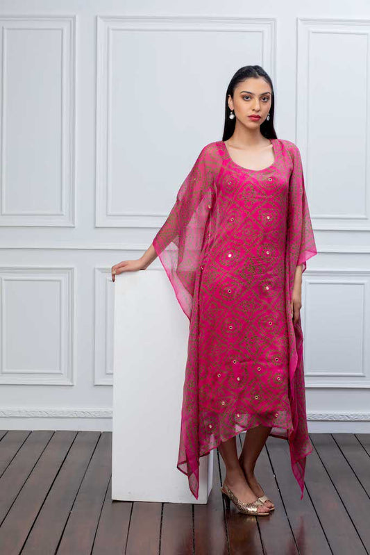 Pink Kaftan with Mirrors