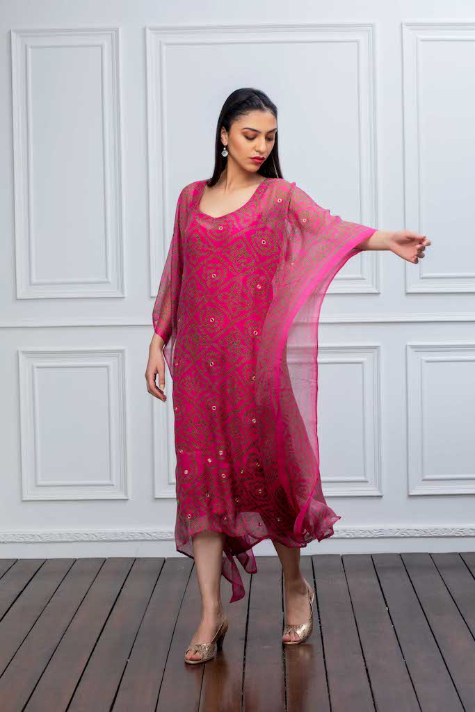 Pink Kaftan with Mirrors