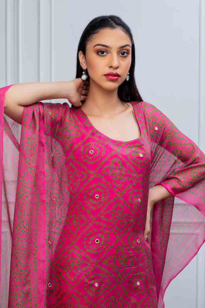 Pink Kaftan with Mirrors