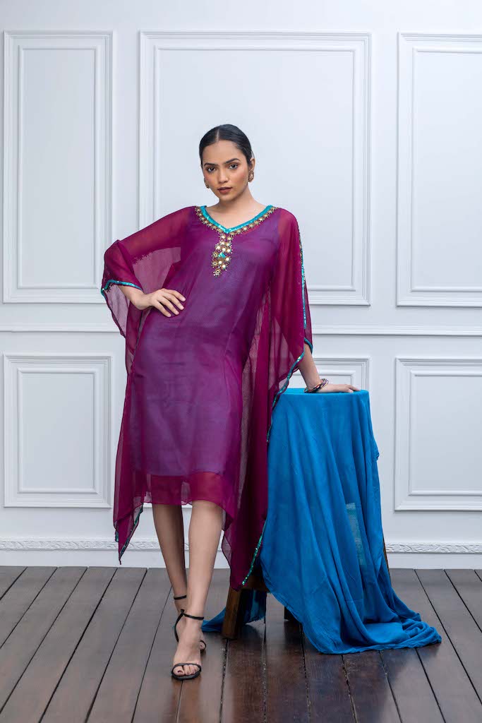Purple Kaftan with Hand Embroidery
