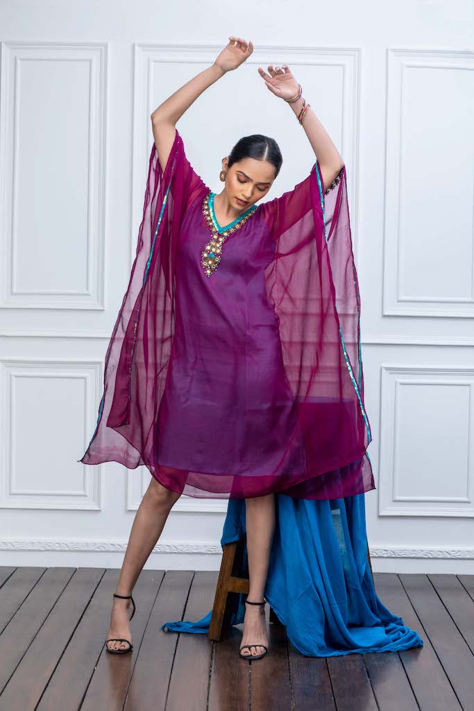 Purple Kaftan with Hand Embroidery
