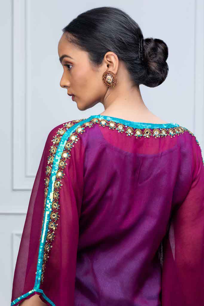 Purple Kaftan with Hand Embroidery