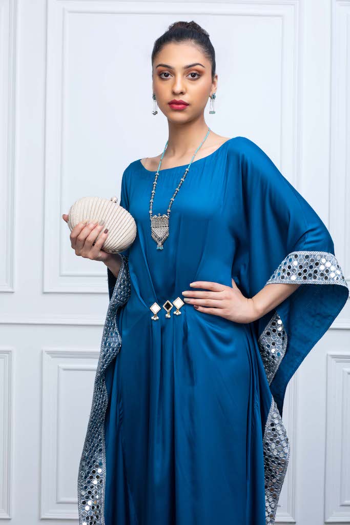 Blue Kaftan with Mirrors