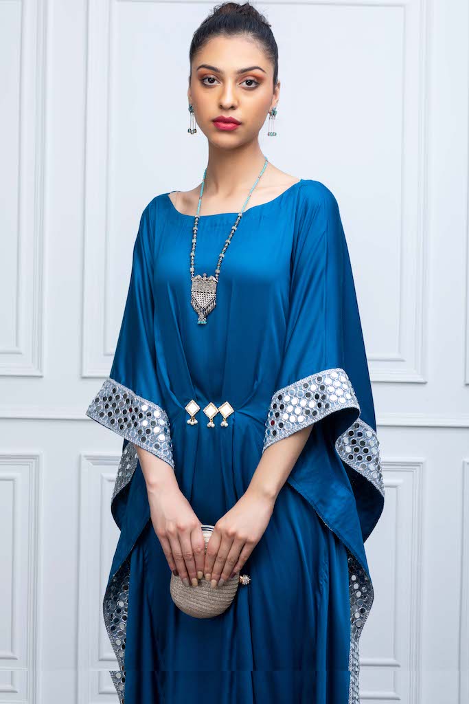 Blue Kaftan with Mirrors