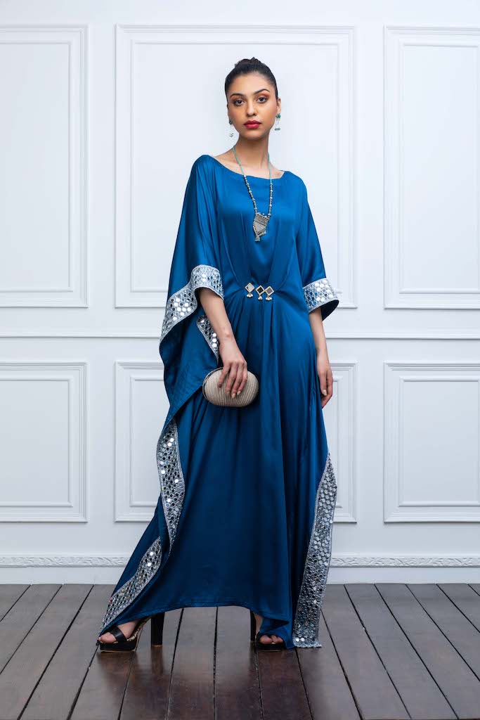 Blue Kaftan with Mirrors