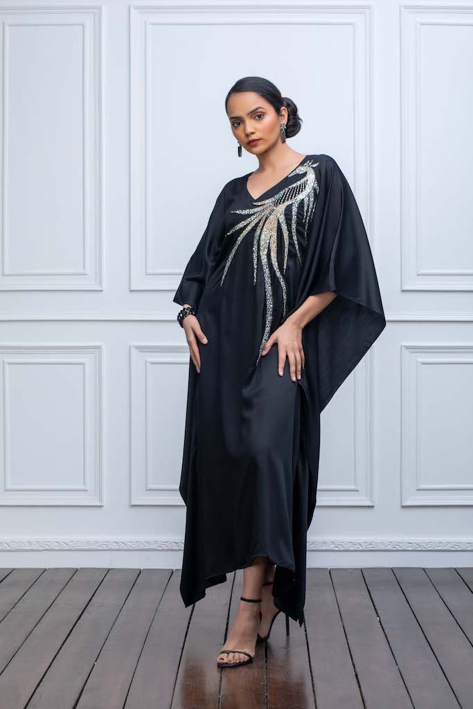 Black Kaftan with Embroidery