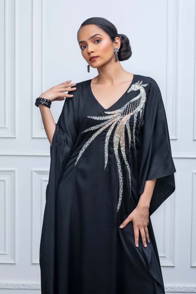 Black Kaftan with Embroidery