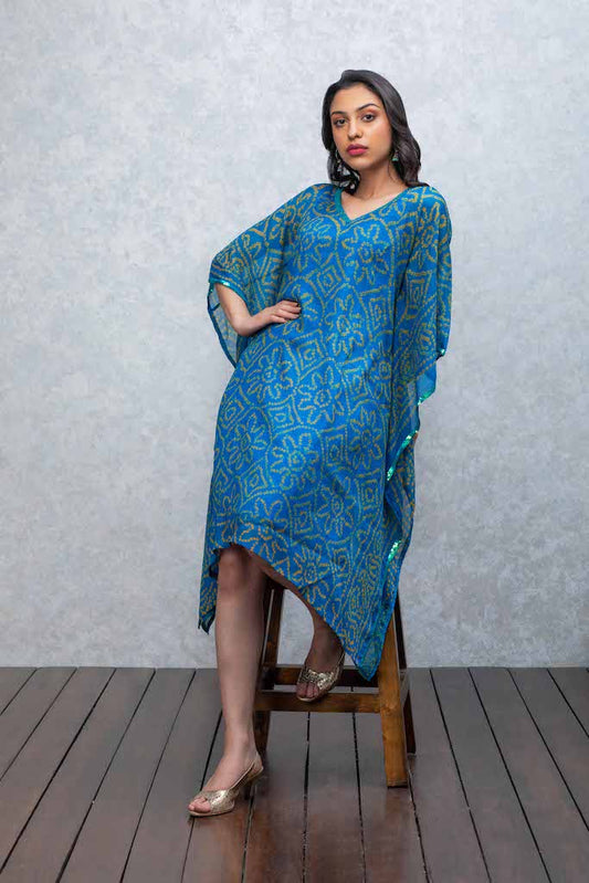 Firozi Blue Kaftan with Sequins