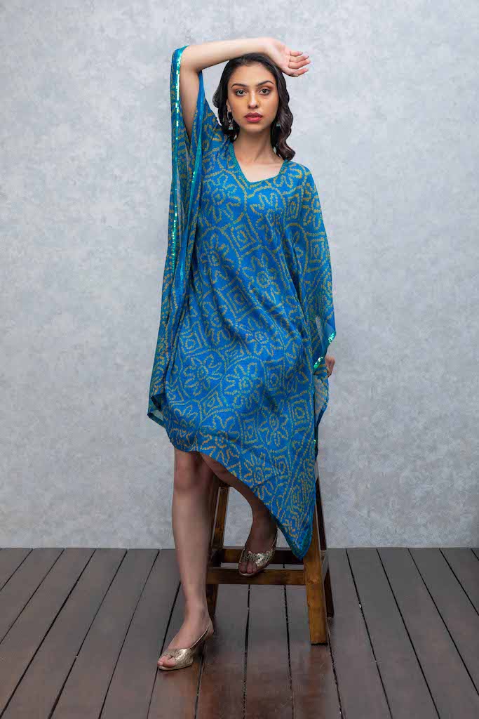 Firozi Blue Kaftan with Sequins